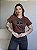 T-SHIRT BORBOLETA LANTEJOULAS - MARROM - Imagem 1