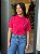 T-SHIRT GOLA ALTA PEROLAS NO OMBRO - ROSA PINK - Imagem 1