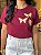 T-SHIRT TRIO BORBOLETAS OMBRO C/ APLICAÇÃO - BORDO - Imagem 2