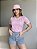 T-SHIRT ADIDAS LISTRAS COM PUNHO - ROSA CREAM - Imagem 1