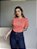 T-SHIRT CORAÇÃO MINIMALISTA - CORAL - Imagem 1