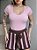 T-SHIRT CANELADA GOLA V - ROSA BEBE - Imagem 2
