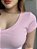 T-SHIRT CANELADA GOLA V - ROSA BEBE - Imagem 4