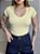 T-SHIRT CANELADA GOLA V - AMARELO - Imagem 3