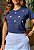 T-SHIRT MARGARIDAS (BORDADA) - AZUL MARINHO - Imagem 3