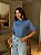 T-SHIRT GOLA ALTA LISA - AZUL ESTIMADO - Imagem 1