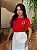 T-SHIRT RAMO DE FLOR (BORDADA) - VERMELHO FERRARI - Imagem 1