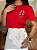T-SHIRT RAMO DE FLOR (BORDADA) - VERMELHO FERRARI - Imagem 3