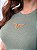 T-SHIRT CANELADA BORDADO COURO ( BOI VAZADO) - FOLHA SECA - Imagem 2