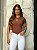T-SHIRT CANELADA BORDADO COURO ( BOTA WESTERN) - MARROM - Imagem 1