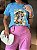 T-SHIRT DTF CACHORRO FLORES - AZUL JEANS - Imagem 3