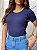 T-SHIRT CANELADA BICOLOR - AZUL MARINHO - Imagem 3