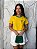 T-SHIRT DTF BRASIL ESCUDO BORDADO BICOLOR - AMARELO - Imagem 1