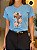 T-SHIRT DTF CRUZ FLORES ROSAS - AZUL JEANS - Imagem 2