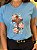 T-SHIRT DTF CRUZ FLORES ROSAS - AZUL JEANS - Imagem 3