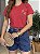 T-SHIRT BORDADA RAMO DE FLOR LATERAL - VERMELHO - Imagem 4