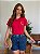 T-SHIRT BORDADA RAMO DE FLOR LATERAL - VERMELHO - Imagem 1