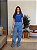 T-SHIRT BORDADA RAMO DE FLORES GOLA - AZUL BIC - Imagem 3