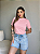 T-SHIRT GOLA ALTA LISA - ROSA CLARO - Imagem 1