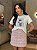 T-SHIRT DTF BICOLOR URSO XADREZ AZUL - OFF WHITE(AZUL) - Imagem 1