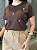 T-SHIRT BORDADA ROSAS - MARROM EXPRESSO - Imagem 3