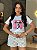 T-SHIRT DTF DALMATA LISTRAS ROSAS - BRANCO - Imagem 1