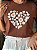 T-SHIRT DTF CORAÇÃO FLORAL - MARROM - Imagem 3