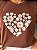 T-SHIRT DTF CORAÇÃO FLORAL - MARROM - Imagem 2