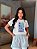 T-SHIRT DTF CEREJAS LAÇOS AZUIS - BRANCO - Imagem 1