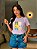 T-SHIRT DTF MOSAICO HAPPY - LILAS - Imagem 1