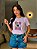 T-SHIRT DTF MOSAICO GATO PRETO - LILAS - Imagem 1