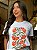 T-SHIRT DTF MOSAICO FLORES LARANJAS - BRANCO - Imagem 1