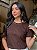 T-SHIRT PEROLAS NA GOLA - MARROM EXPRESSO - Imagem 1
