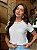 T-SHIRT PEROLAS NA GOLA - OFF WHITE - Imagem 1