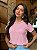 T-SHIRT PEROLAS NA GOLA - ROSA CLARO - Imagem 1