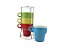 Conjunto 4 Xícaras p/ Chá e Café 200ML Empilhável Colorida Com Suporte em Metal Torre de Canecas - Imagem 1