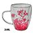 Caneca Xícara Chá Café Parede Dupla de Vidro Com Flores Rosa Primavera Decorativas Presente - Imagem 3