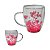 Caneca Xícara Chá Café Parede Dupla de Vidro Com Flores Rosa Primavera Decorativas Presente - Imagem 2