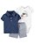Conjunto Carter’s 3 Peças – Polo Azul + Body Sushi + Short Listrado - Imagem 1