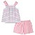 Conjunto Tommy Hilfiger Infantil – Blusa Listrada com Laço + Short Rosa - Imagem 5