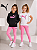 Conjunto Puma - Moletom, calça legging e Camiseta - Preto/ Rosa/ Branco - Imagem 1