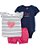 Conjunto Carter’s 3 Peças – Body + Blusa + Short com Elástico nas Pernas - Morango - Imagem 1