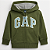 Agasalho Infantil GAP de Moletom Flanelado com Capuz, Zíper Frontal e Bolso Canguru - Verde - Imagem 1