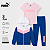 Conjunto Puma - Agasalho esportivo, calça legging e Camiseta - Azul/ Rosa/ Branco - Imagem 2
