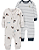 2 Pijamas/Macacão Carter's, de algodão - Listrado/ Estampado - Imagem 1
