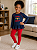 Conjunto Tommy Hilfiger - Casaco de moletom e calça legging - Azul e Vermelho - Imagem 1