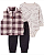 Conjunto Carter's - Colete, body e calça - Xadrez/ Bege - Imagem 1