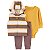 Conjunto Carter's - Colete, body e calça - Amarelo/ Marrom - Imagem 1