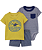 Conjunto Carter's - Camisa, body e short - Amarelo/ Azul - Imagem 1
