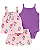 Conjunto Carter’s 3 Peças – Body + Blusa + Short com Elástico nas Pernas - Floral/ Roxo - Imagem 1